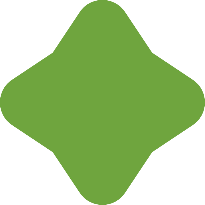 A solid light-green, 4-pointed star-shaped object with rounded edges.