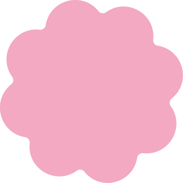 A solid light-pink circle with scalloped edges.