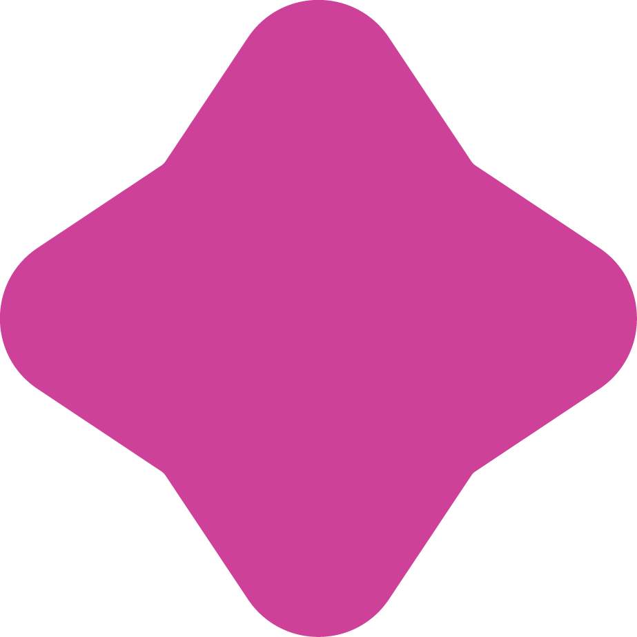 A solid pink, 4-pointed star-shaped object with rounded edges.