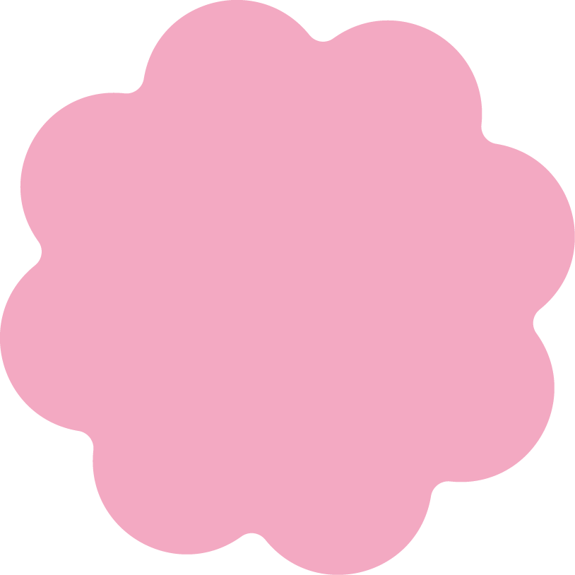 A pink, floral-shaped object with a soft, rounded appearance.