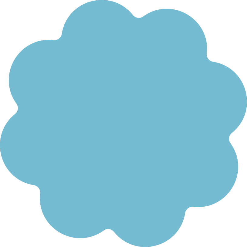 A large, light blue, cloud-shaped object with a bubbly appearance.