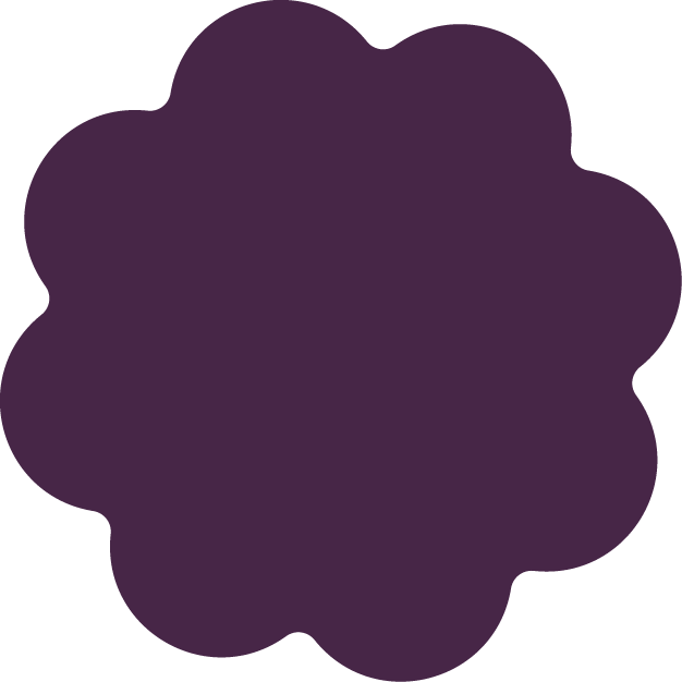 A solid light-pink circle with scalloped edges.