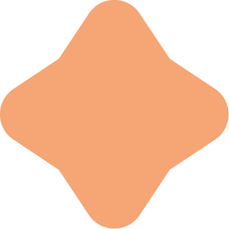 A solid orange, 4-pointed star-shaped object with rounded edges.