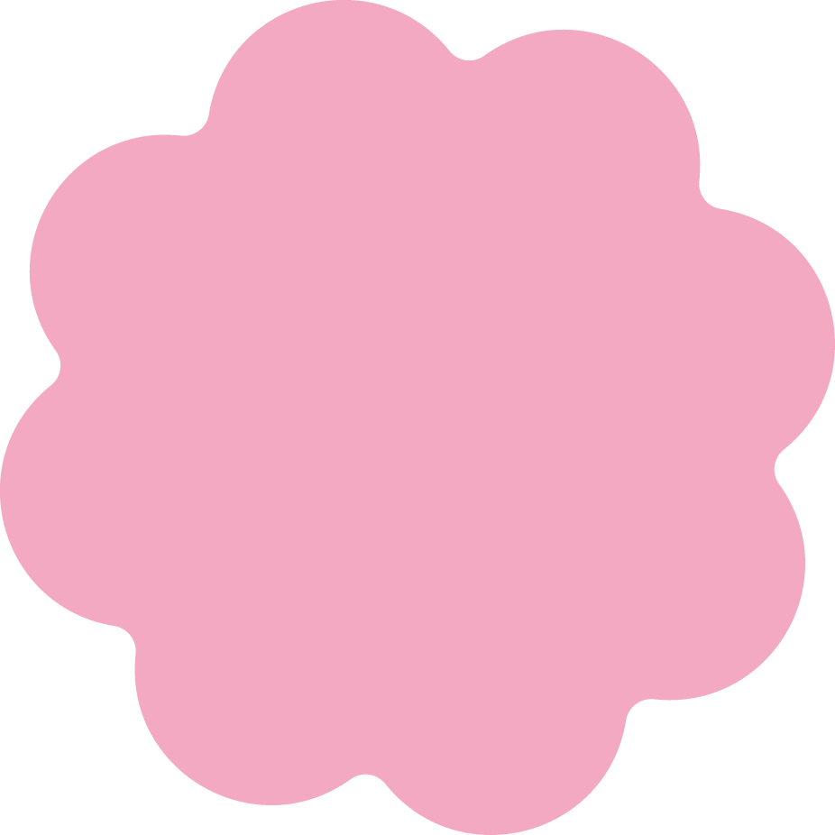 A solid light-pink circle with scalloped edges.