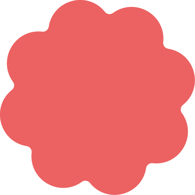 A solid light-red circle with scalloped edges.
