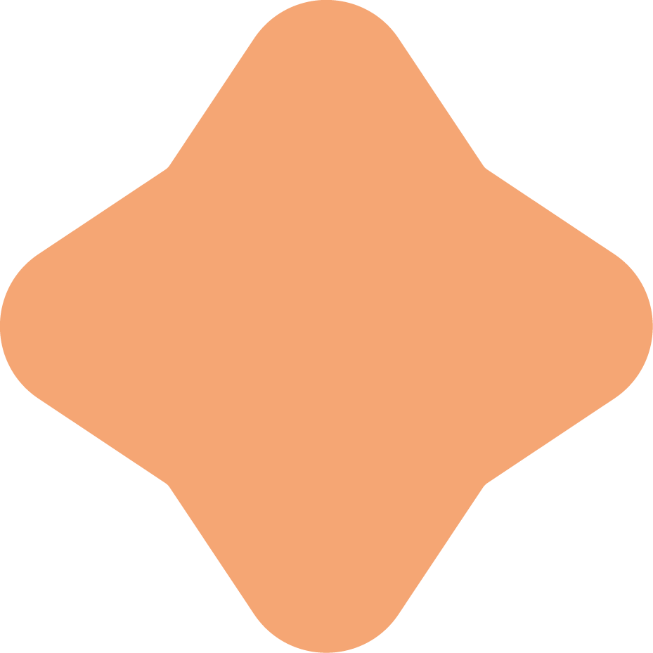 A solid peach-colored, 4-pointed star-shaped object with rounded edges.