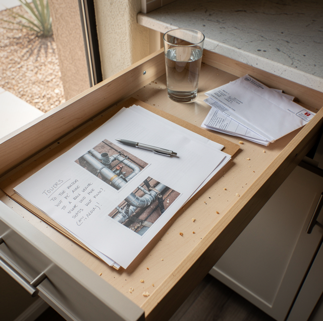 homeowner filing laminated leak repair record sheet