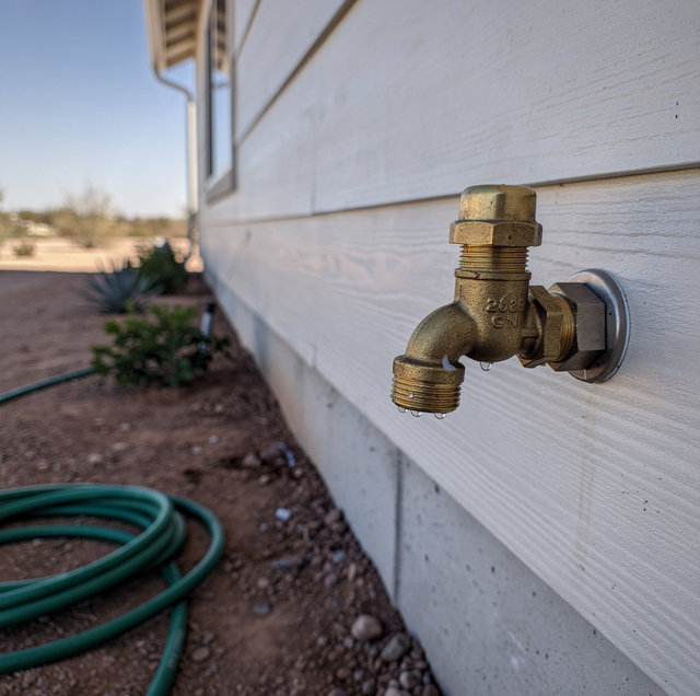 brass backflow preventer valve on copper water supply pipe