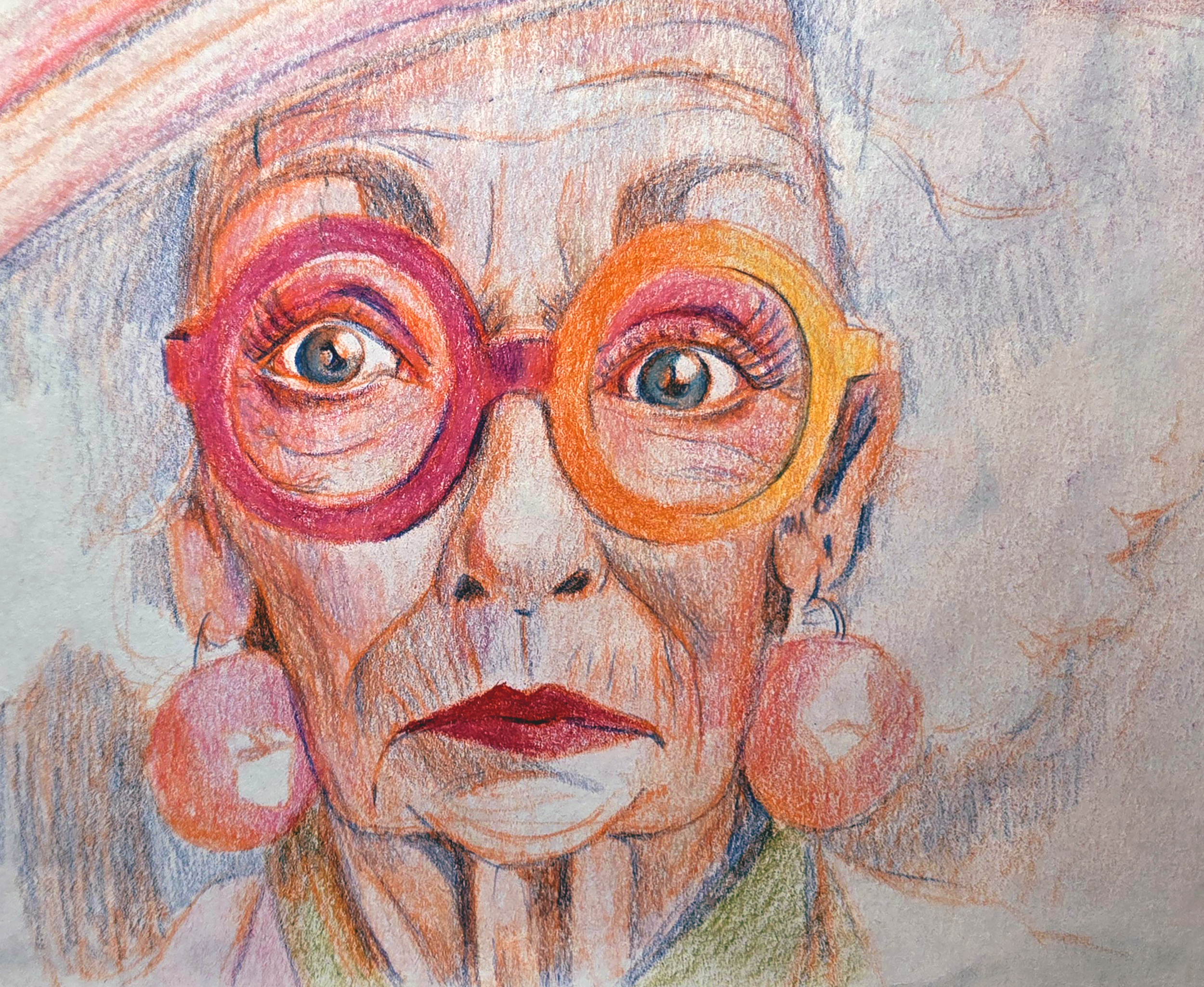 old lady's face with two toned glasses