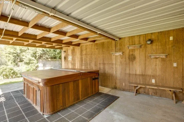 Covered hot tub at 1481 NE Lincoln St in Hillsboro, Oregon