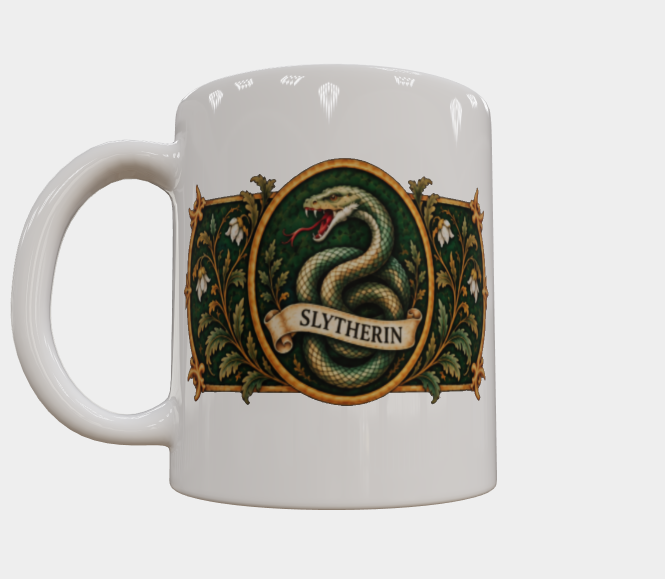 Slytherin-inspired ceramic mug