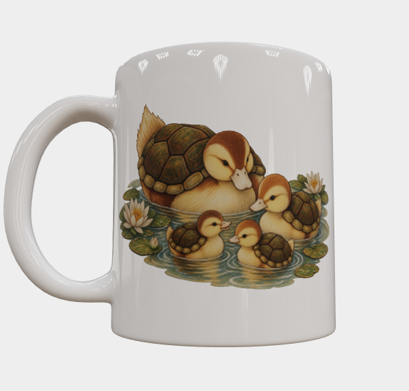 Turtle duck family mug