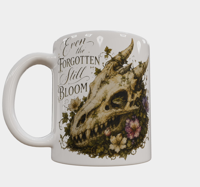 Even the Forgotten Still Bloom — Dragon Skull Mug