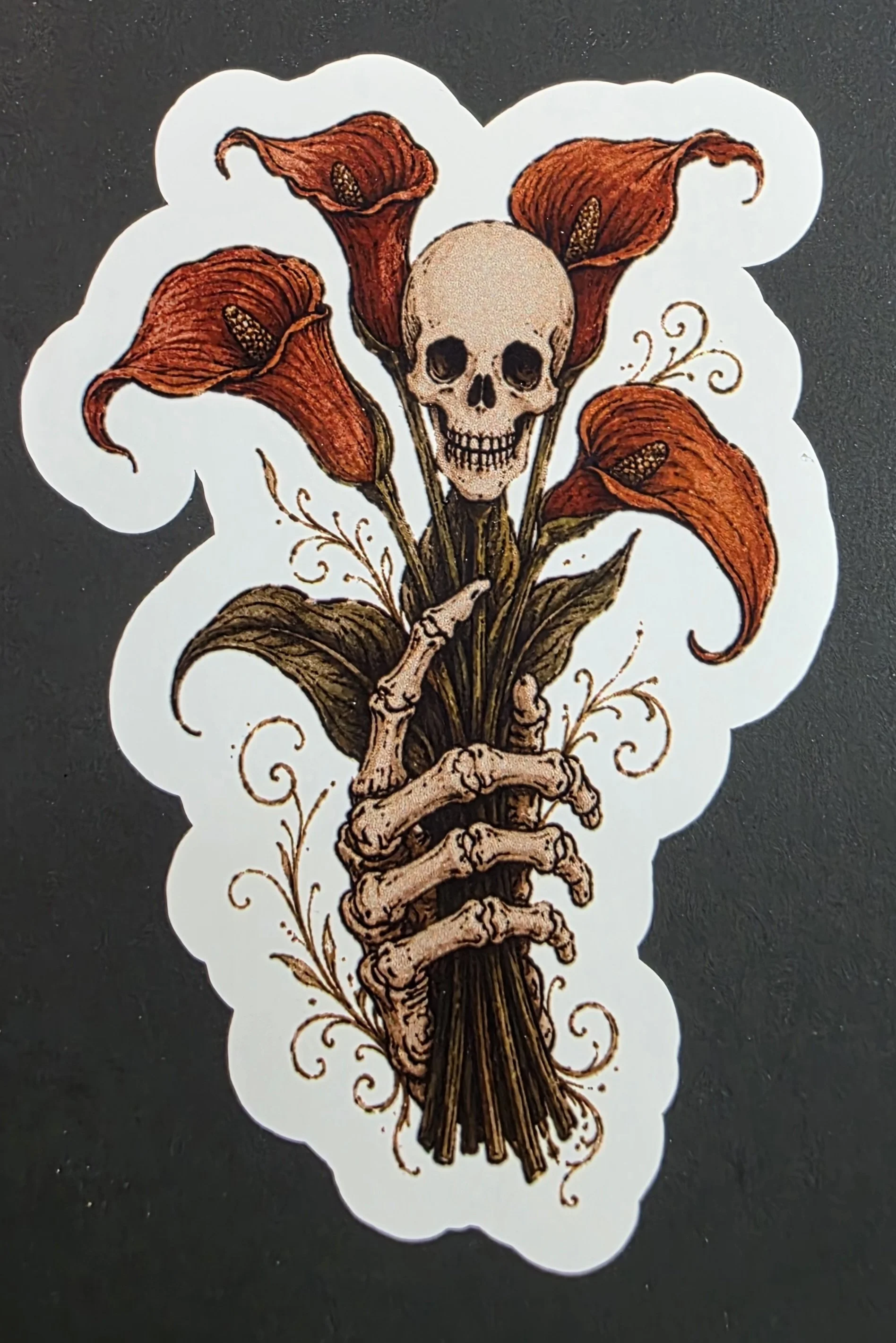 Skull & Calla Lily Gothic Sticker