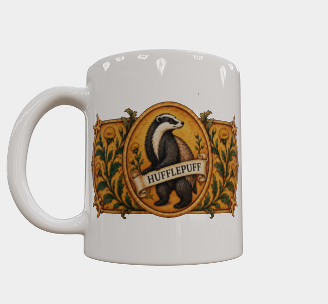 Hufflepuff-inspired ceramic mug