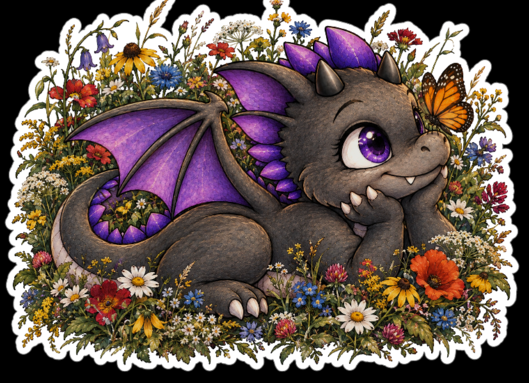 Inky in flowers sticker