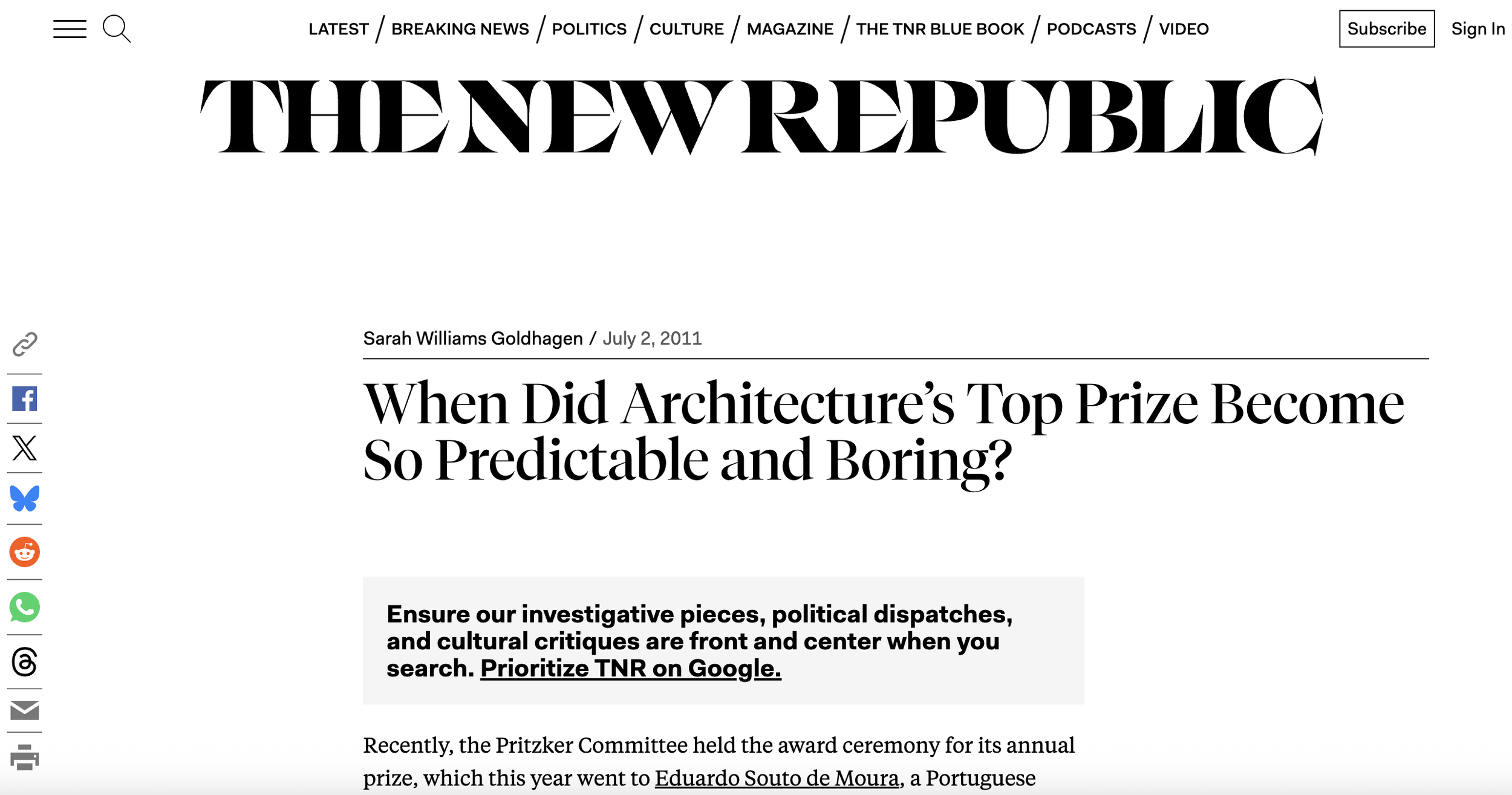 When Did Architecture’s Top Prize Become So Predictable and Boring?