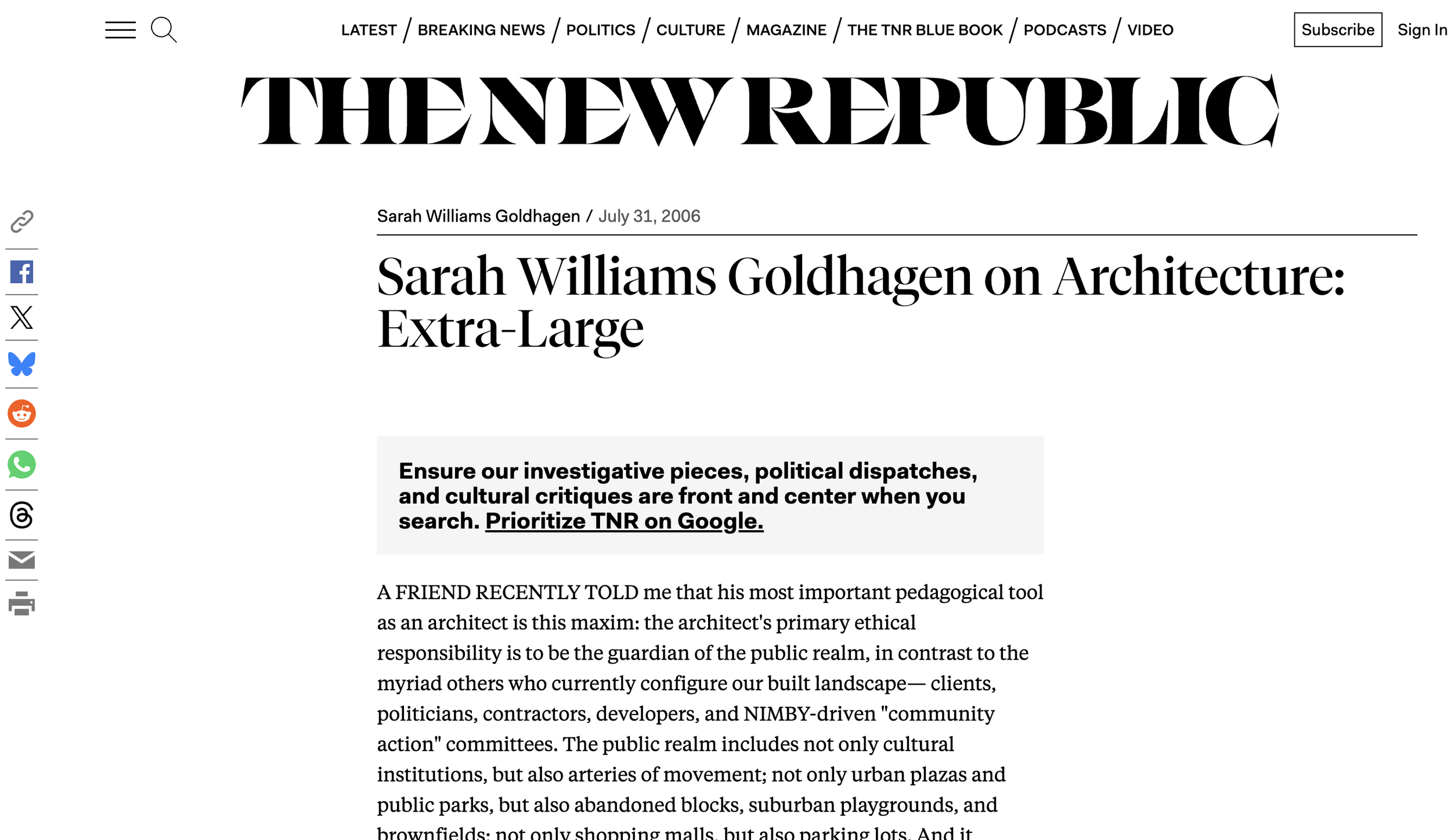 Sarah Williams Goldhagen on Architecture: Extra-Large