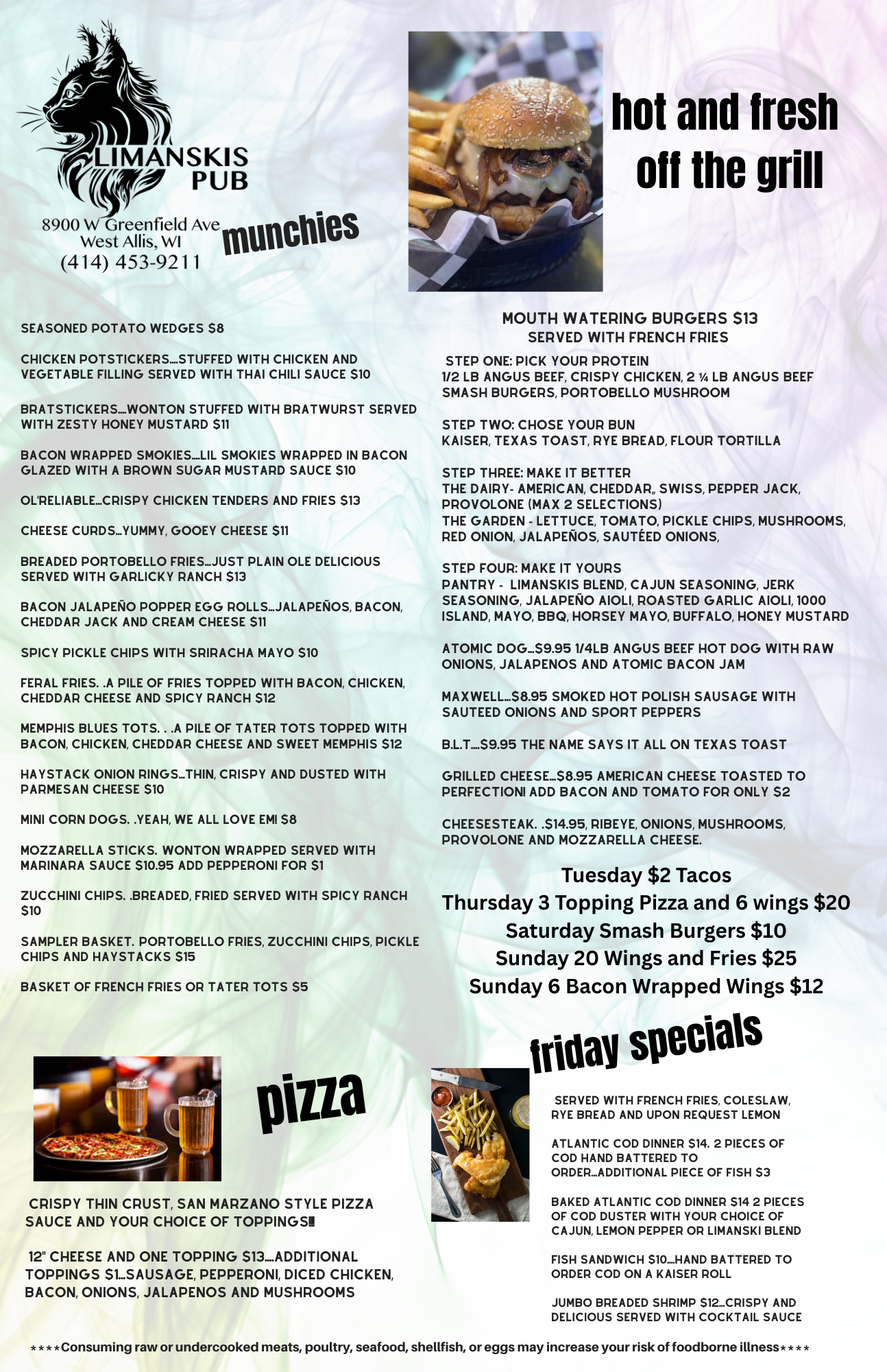 Appetizers, burgers, munchies Limanskis Pub West Allis