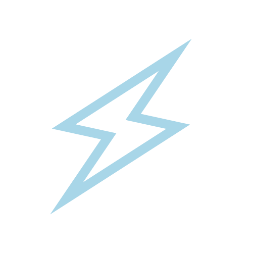 Light blue lightning bolt icon on a black background.