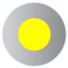 Close-up of a yellow circle with a black outline on a white background