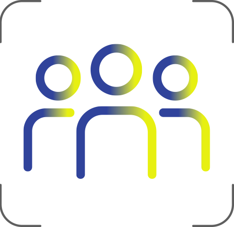 Abstract 3D text in yellow and blue colors on a gray background.