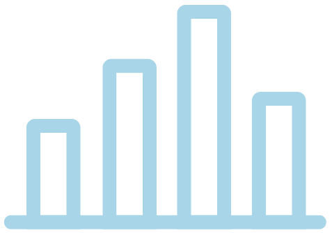 Simple bar chart with five bars of varying heights in light blue.