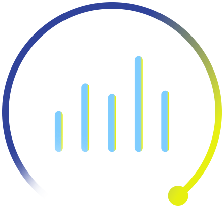 Colorful bar graph with blue, green, and yellow bars.