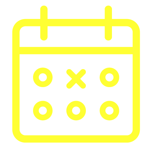 Icon of a yellow calendar with a football play diagram on it.