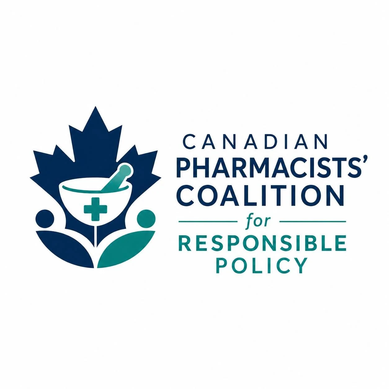 Logo of the Canadian Pharmacists' Coalition for Responsible Policy featuring a stylized maple leaf, a mortar and pestle, and medical symbols.