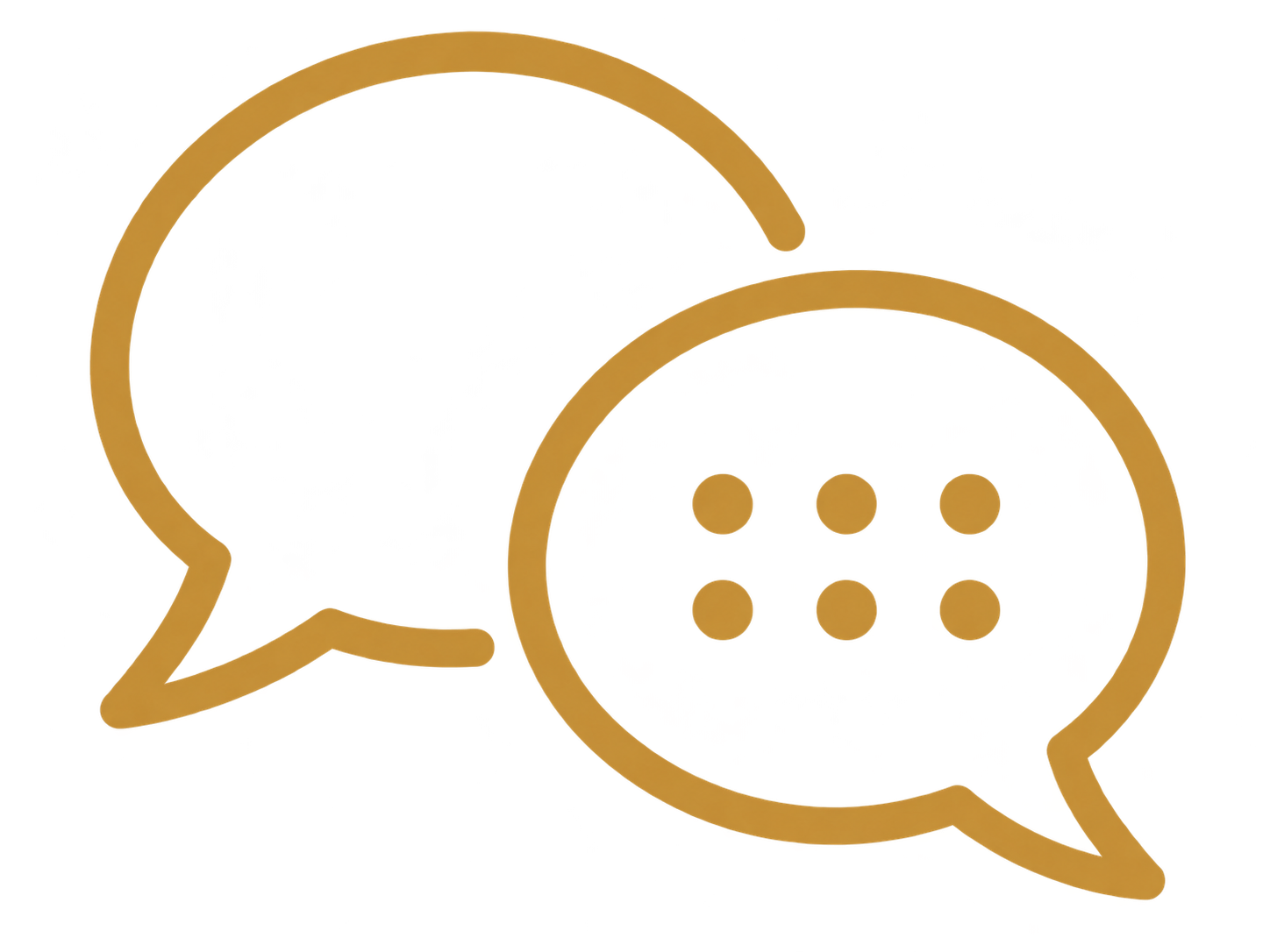 Two overlapping speech bubbles with a power plug symbol inside, outlined in gold, on a colorful abstract background.