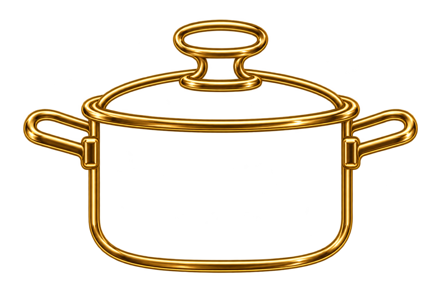 A neon-style gold pot with a lid and two handles.