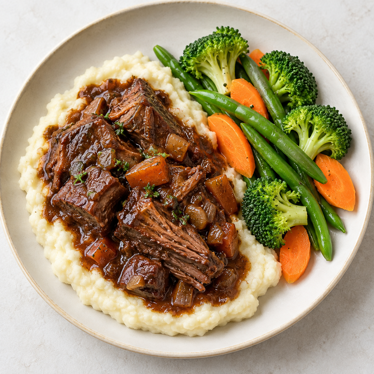 Braised Beef with Cauliflower mash