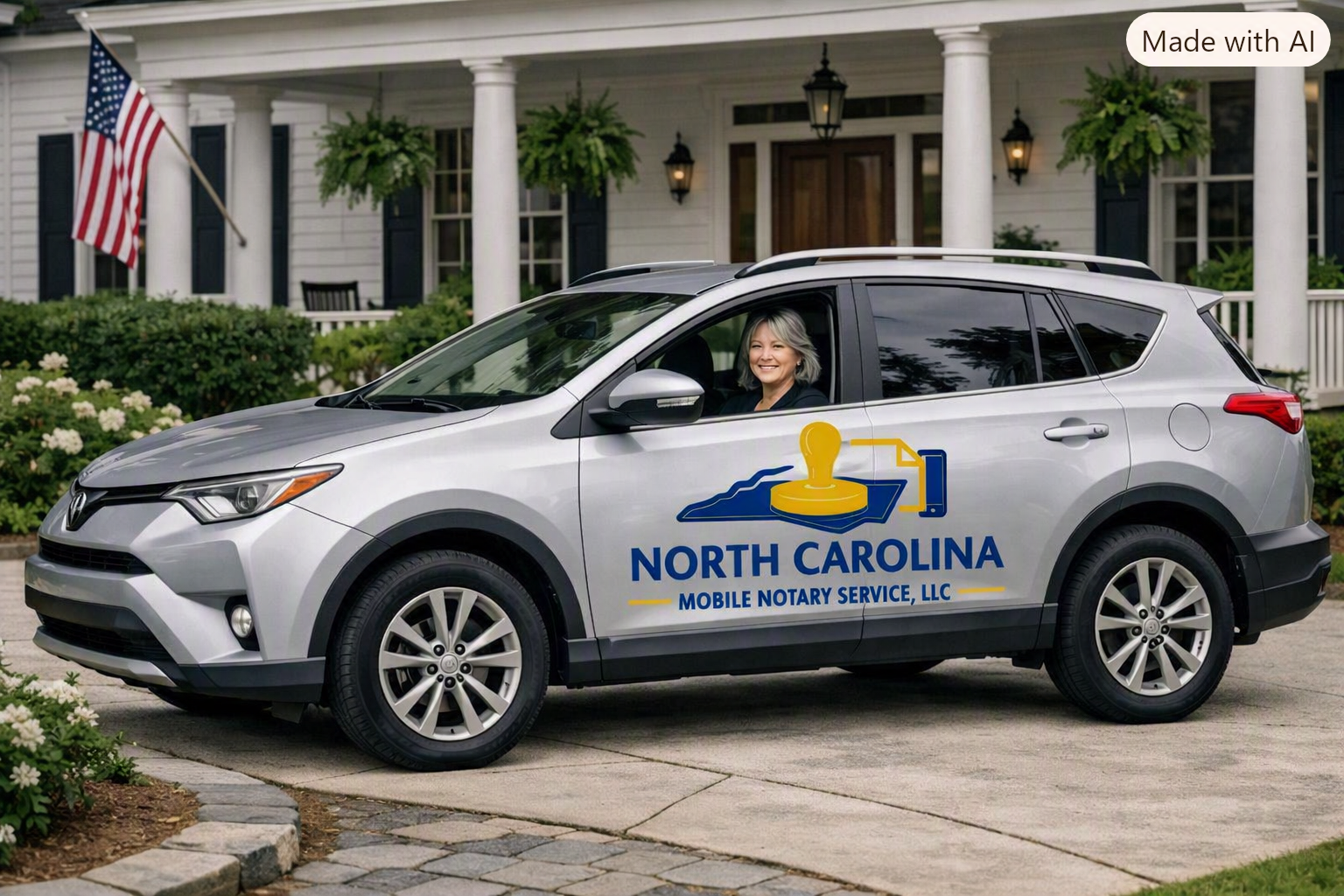 North Carolina Mobile Notary Service vehicle providing mobile notary and loan signing services in Rocky Mount, NC.