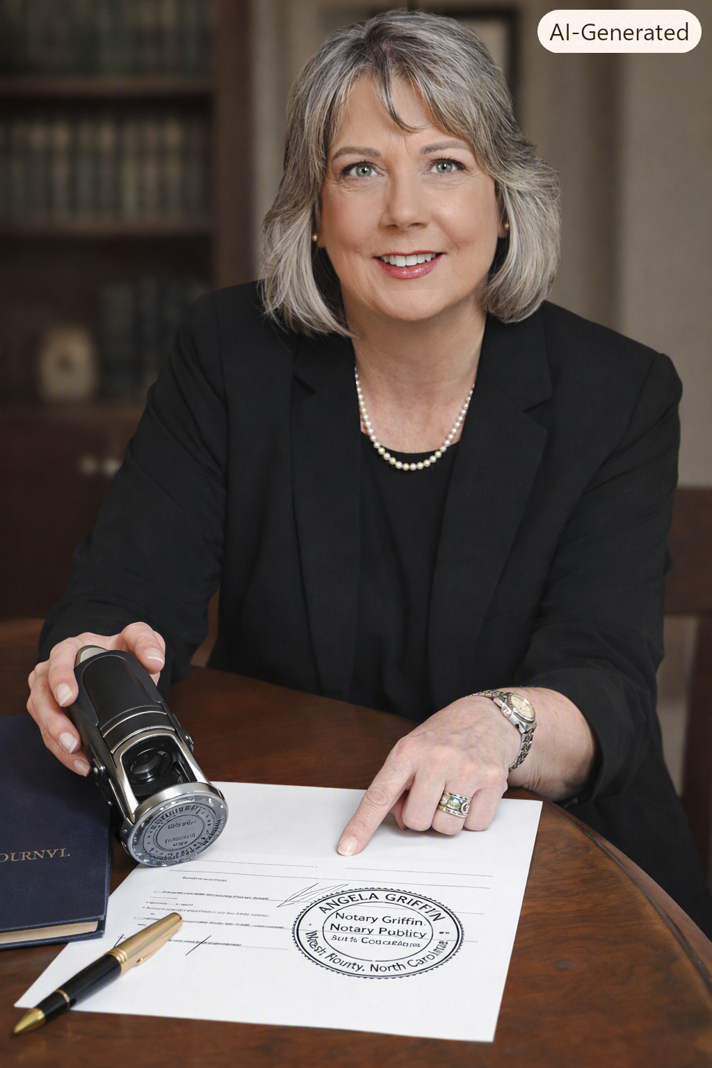 Angela Griffin providing mobile notary and Certified Loan Signing Agent services in Rocky Mount, NC.