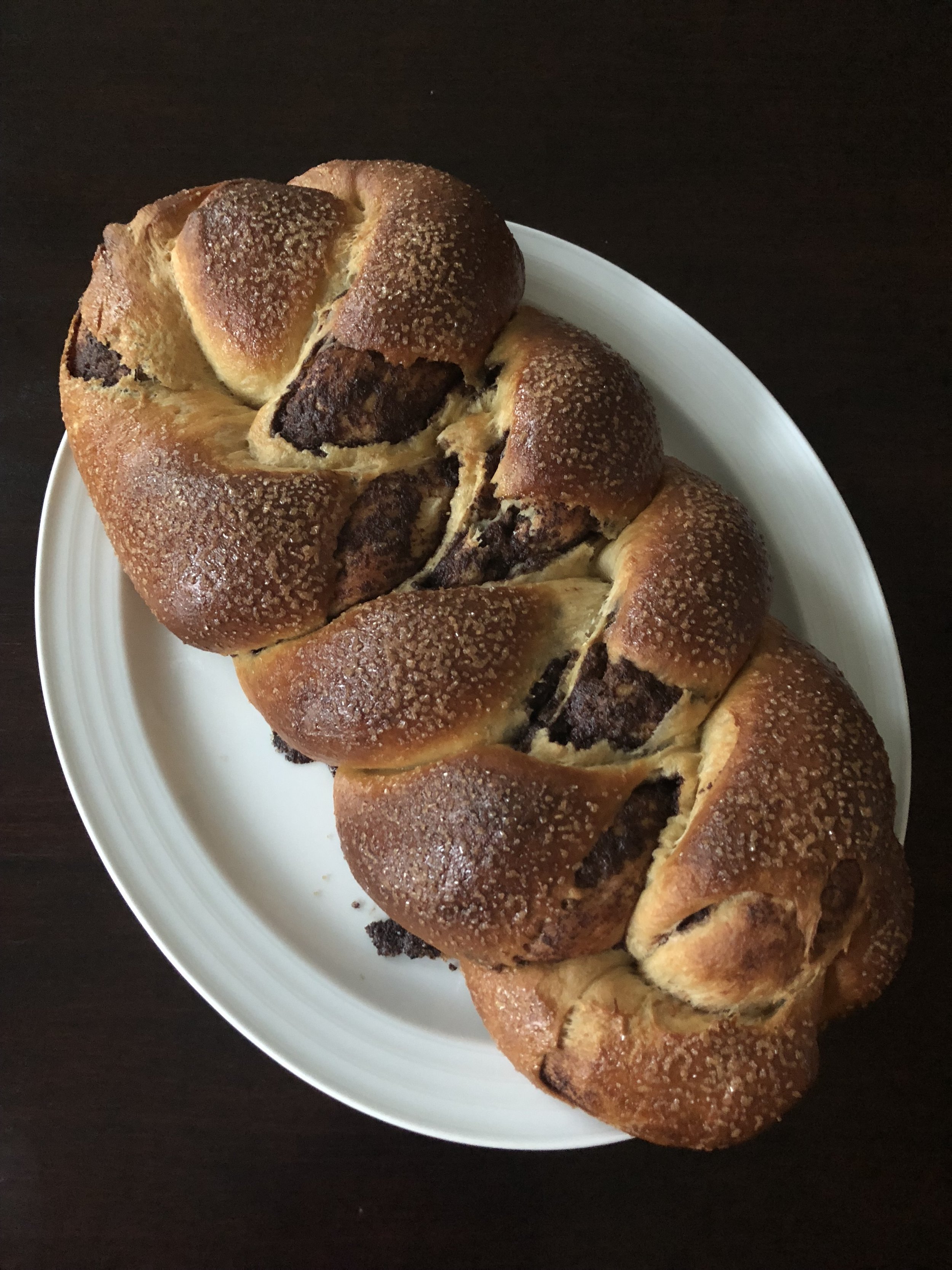 Chocolate chip challah bread.