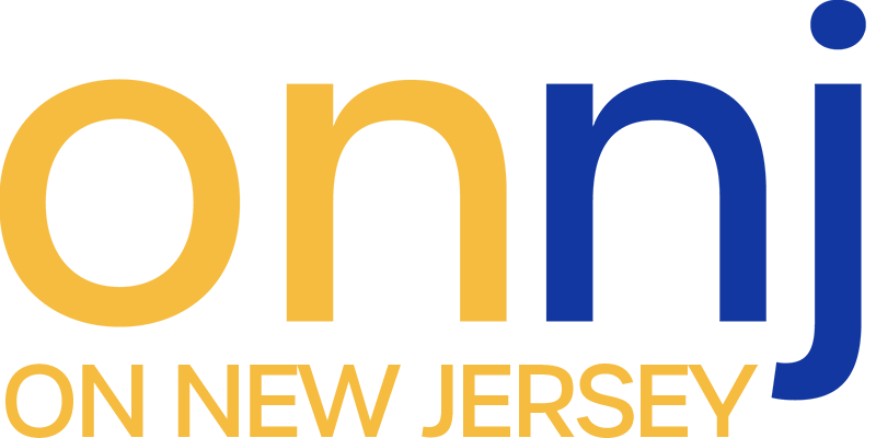 Logo with blue and gold colors and the text "ON NEW JERSEY" underneath.