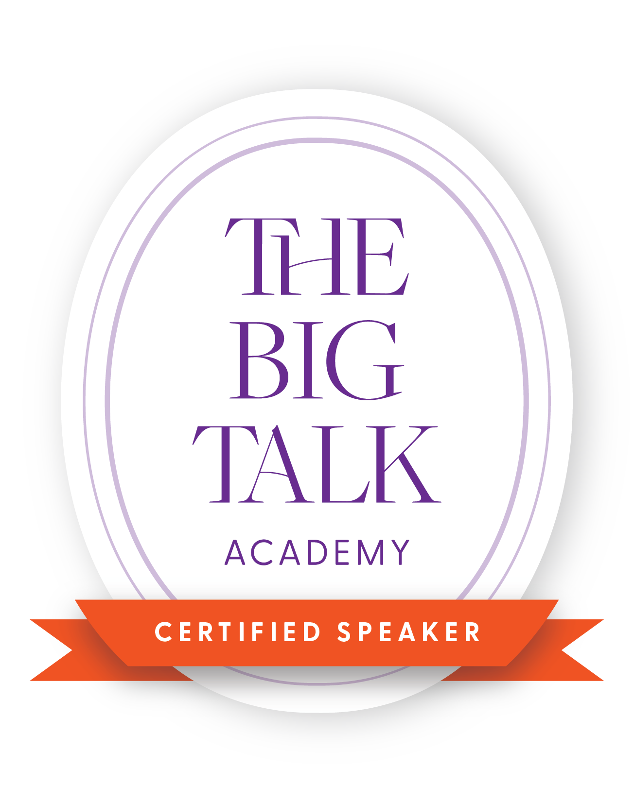 Certification badge for The Big Talk Academy, indicating a certified speaker.