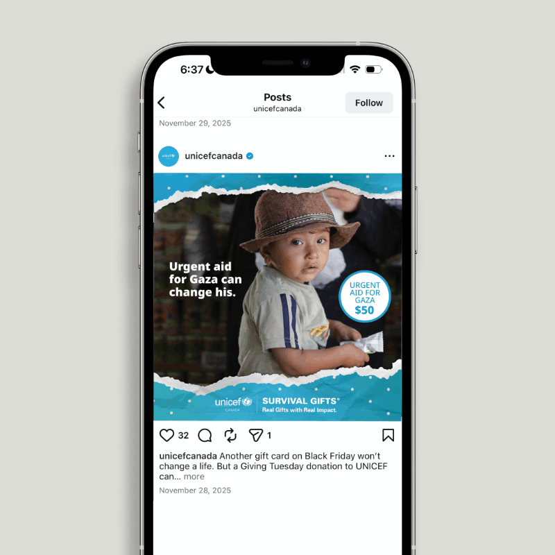 [Graphic Design] Social Media Asset Development for UNICEF Canada.