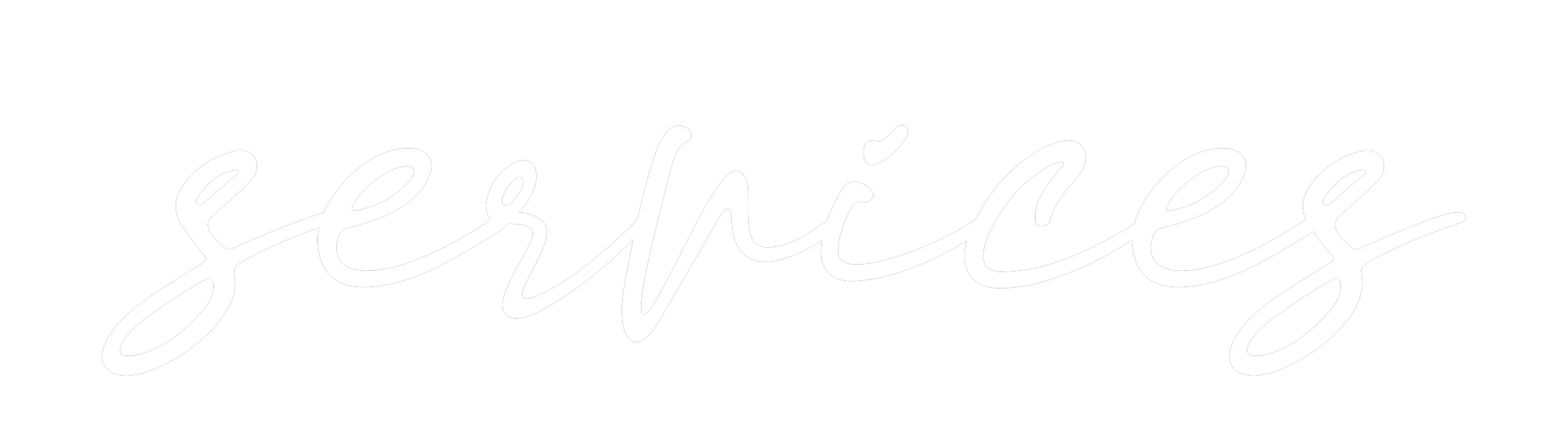 White cursive word 'service' on black background.