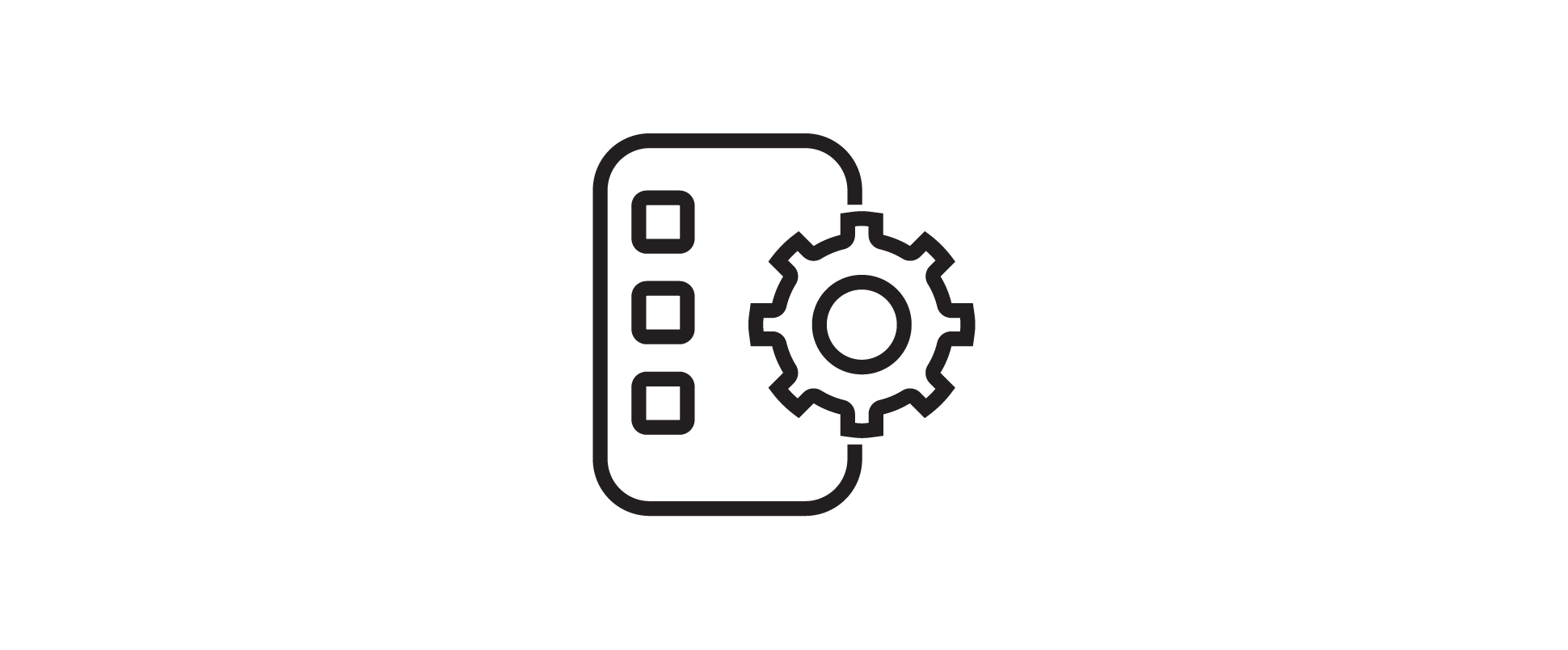 Mobile phone with gear icon, indicating settings or configuration.