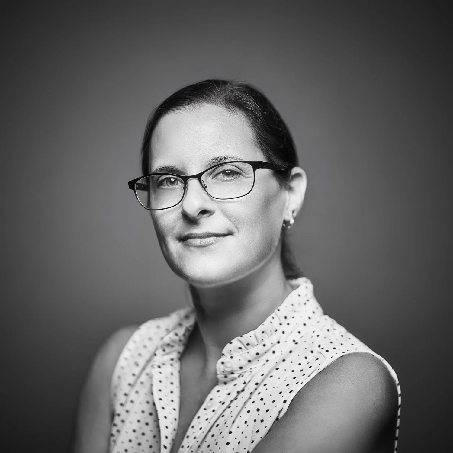 black and white portrait photo of Michelle Yue, owner of this portfolio site