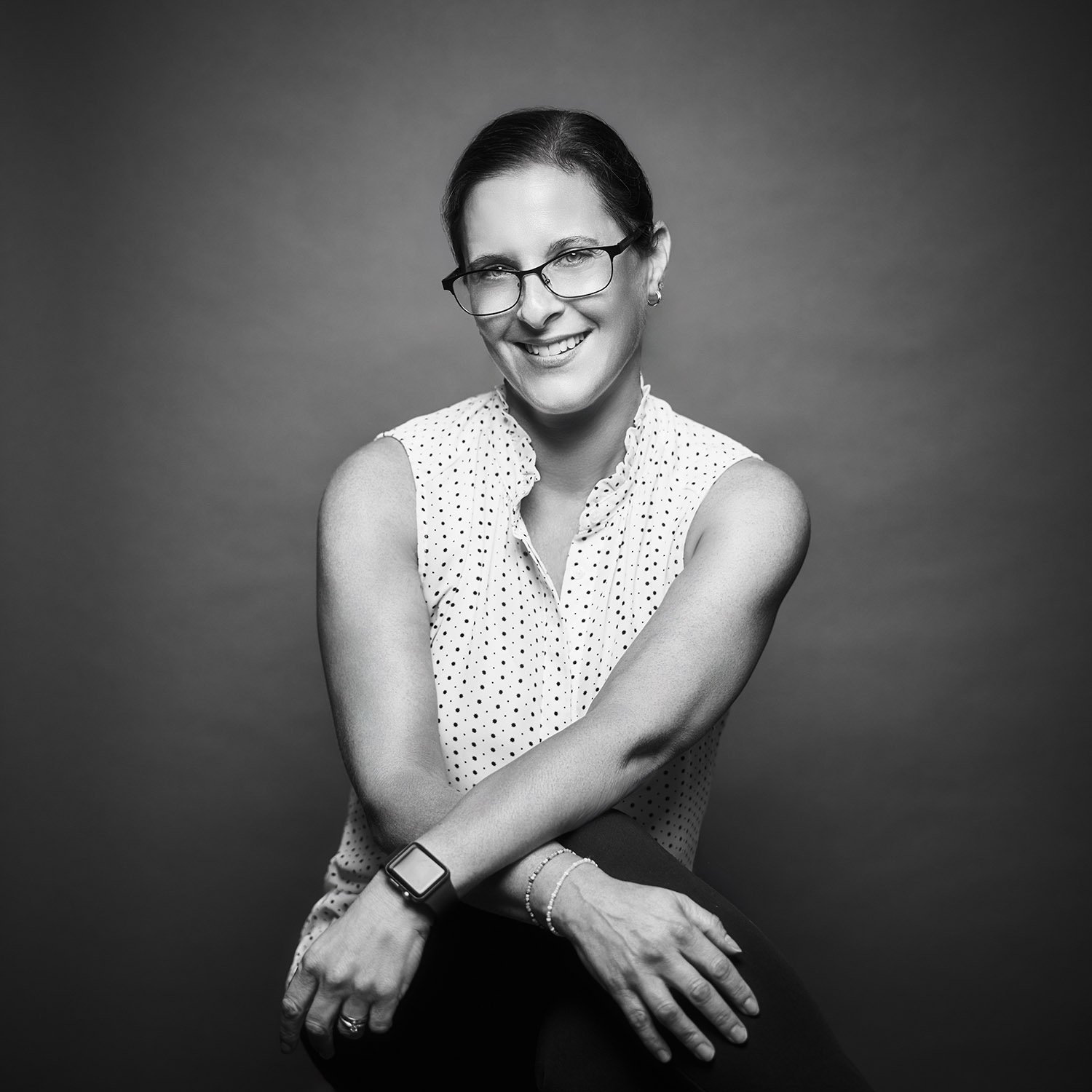 black and white portrait photo of Michelle Yue, owner of this portfolio site