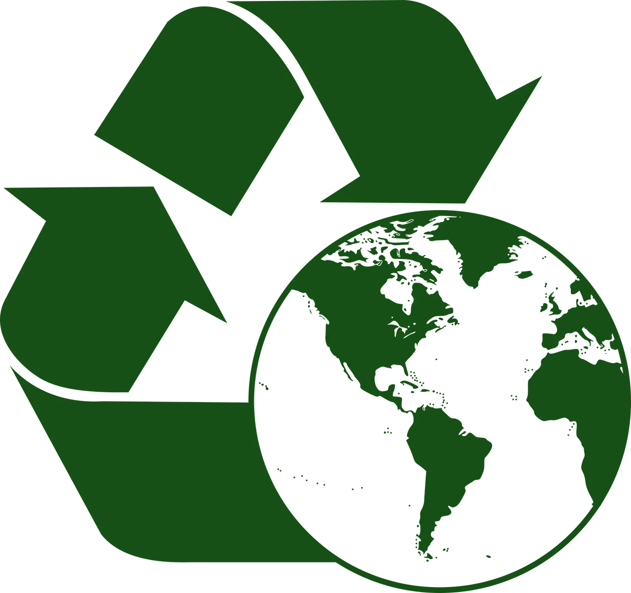Three green arrows making a triangle with the earth on the side