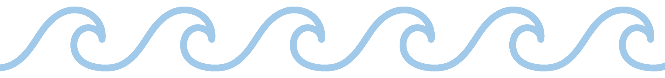 Graphic of a repeated light blue wave pattern on a black background