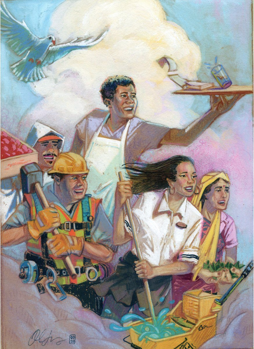 35.	An illustration of workers by Oliver Dominguez