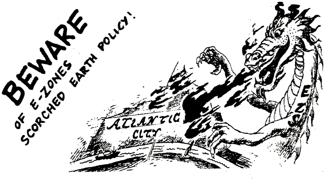 An illustration of a dragon breathing fire over a city