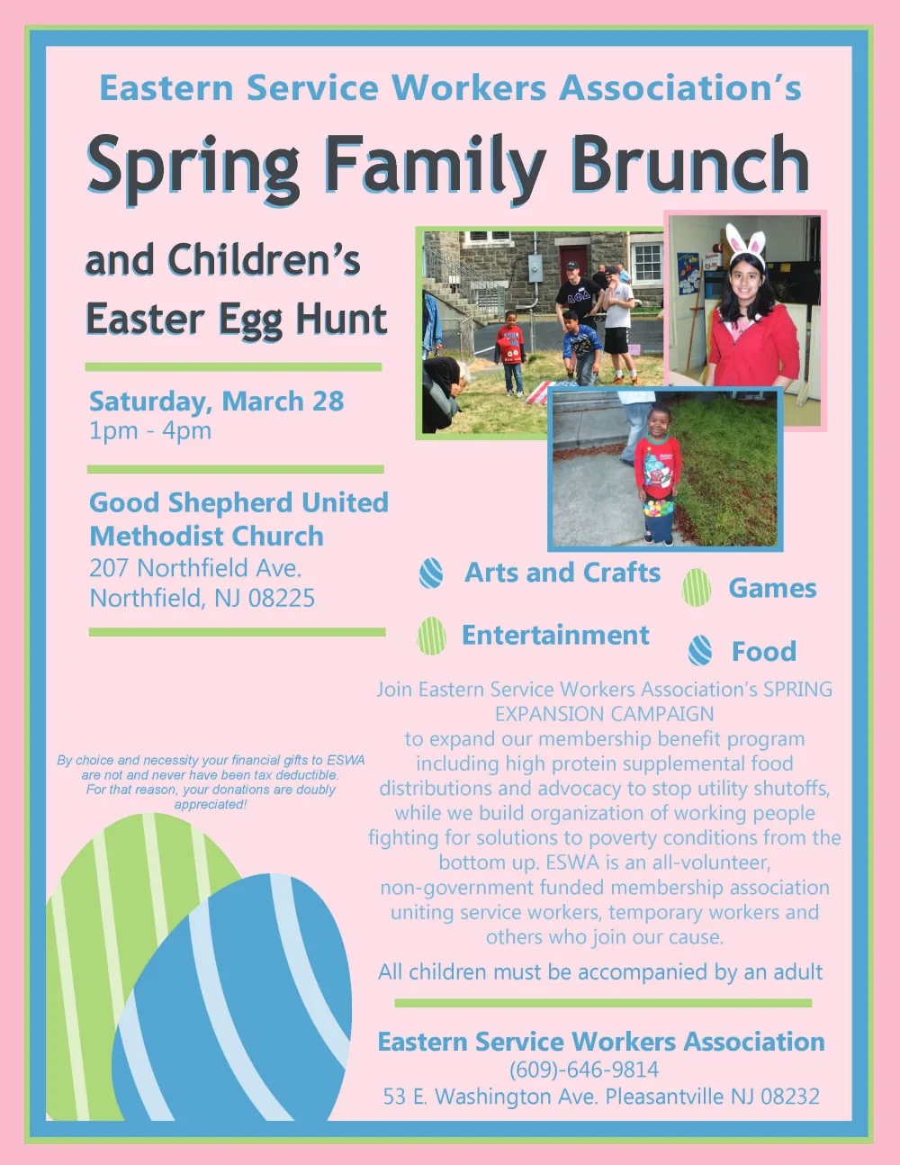 A flyer publicizing a Spring Egg Hunt with happy children