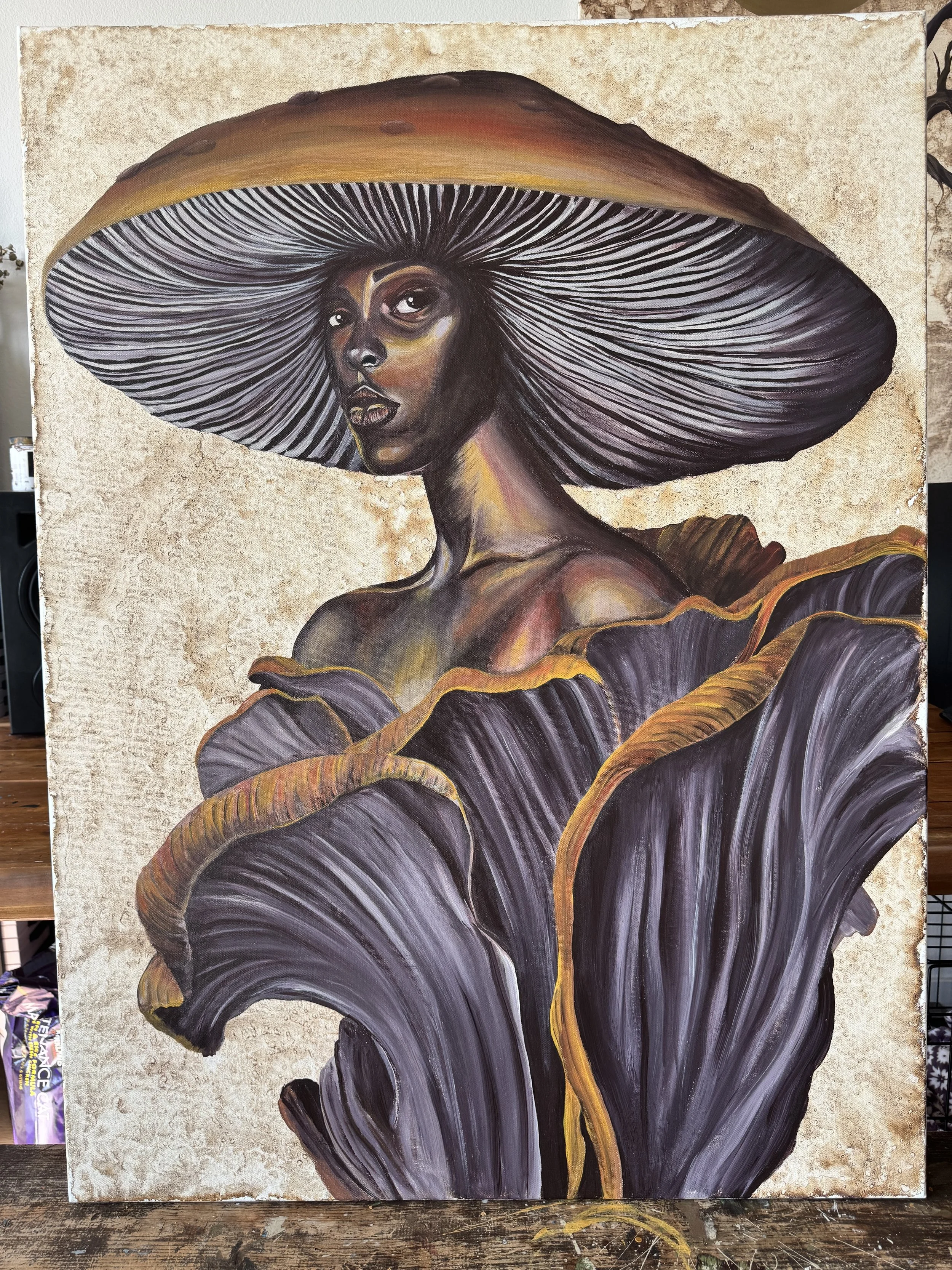 Chantrelle (sold) - 30" x 40" Coffee + Acrylic on Canvas  ($8,288) 