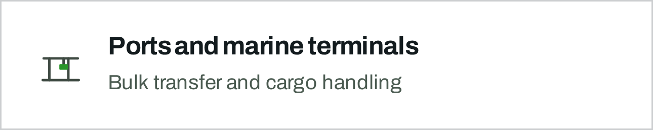 An informational graphic about ports and marine terminals for bulk transfer and cargo handling.
